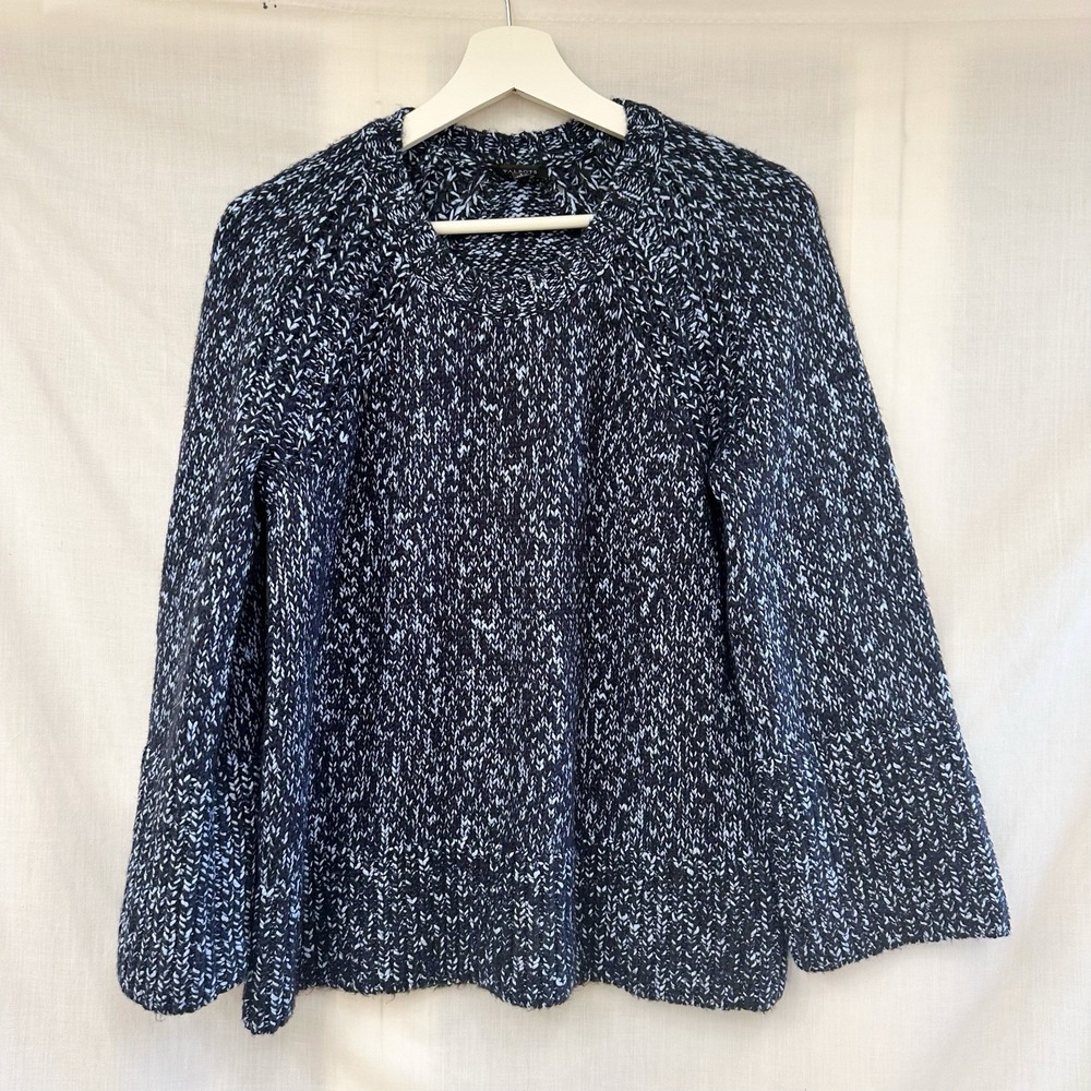 Talbots chunky knit pullover sweater Womens small blue/white cozy Fall